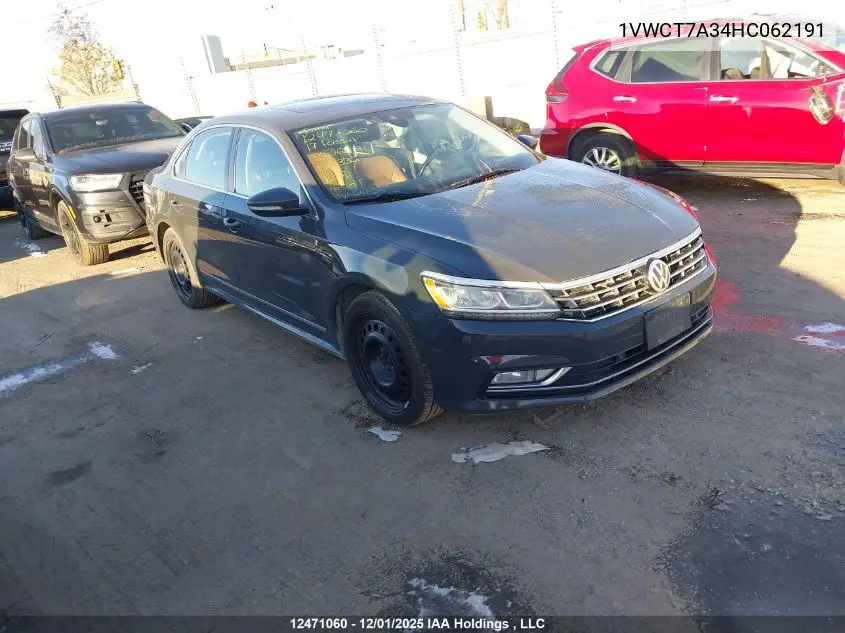 1VWCT7A34HC062191 2017 Volkswagen Passat Sel Premium