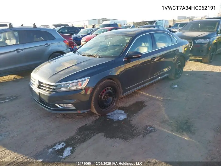 1VWCT7A34HC062191 2017 Volkswagen Passat Sel Premium