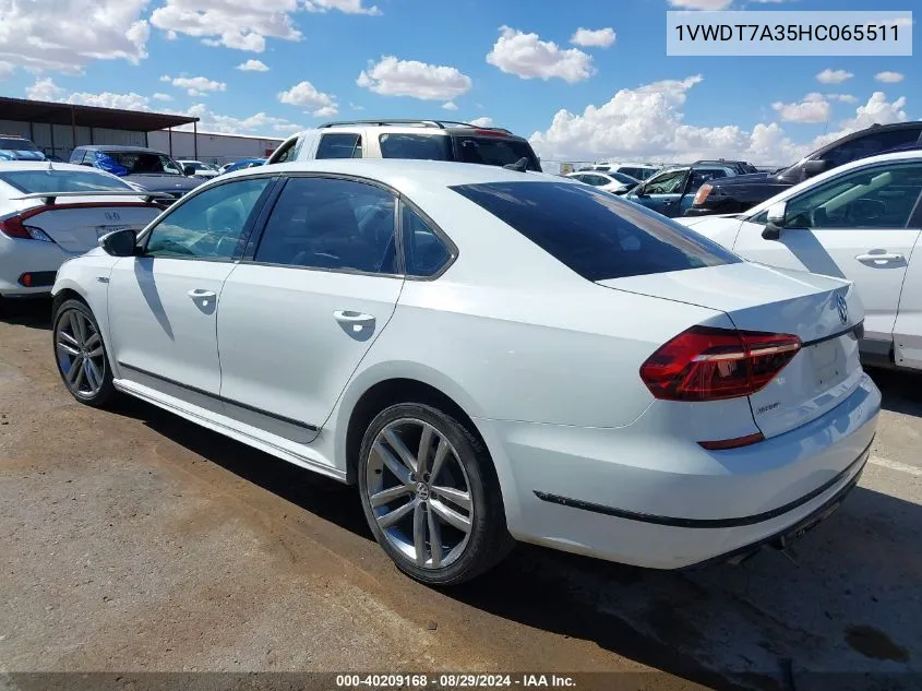 1VWDT7A35HC065511 2017 Volkswagen Passat 1.8T R-Line