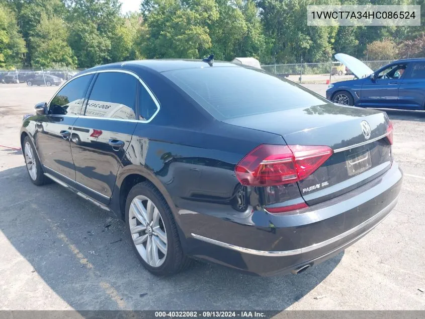 1VWCT7A34HC086524 2017 Volkswagen Passat 1.8T Sel Premium