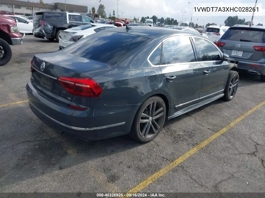 1VWDT7A3XHC028261 2017 Volkswagen Passat 1.8T R-Line