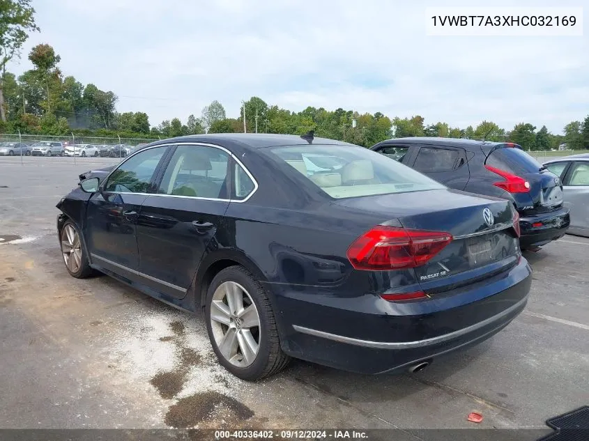 1VWBT7A3XHC032169 2017 Volkswagen Passat Se