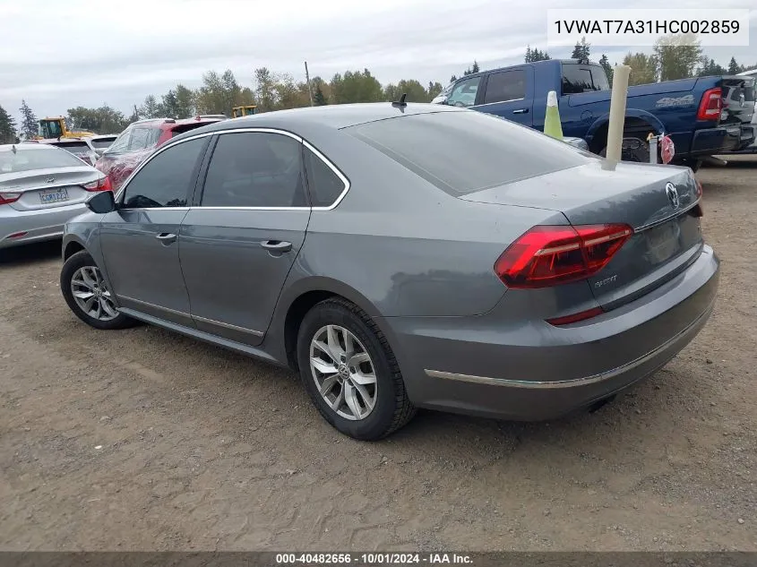 1VWAT7A31HC002859 2017 Volkswagen Passat 1.8T S