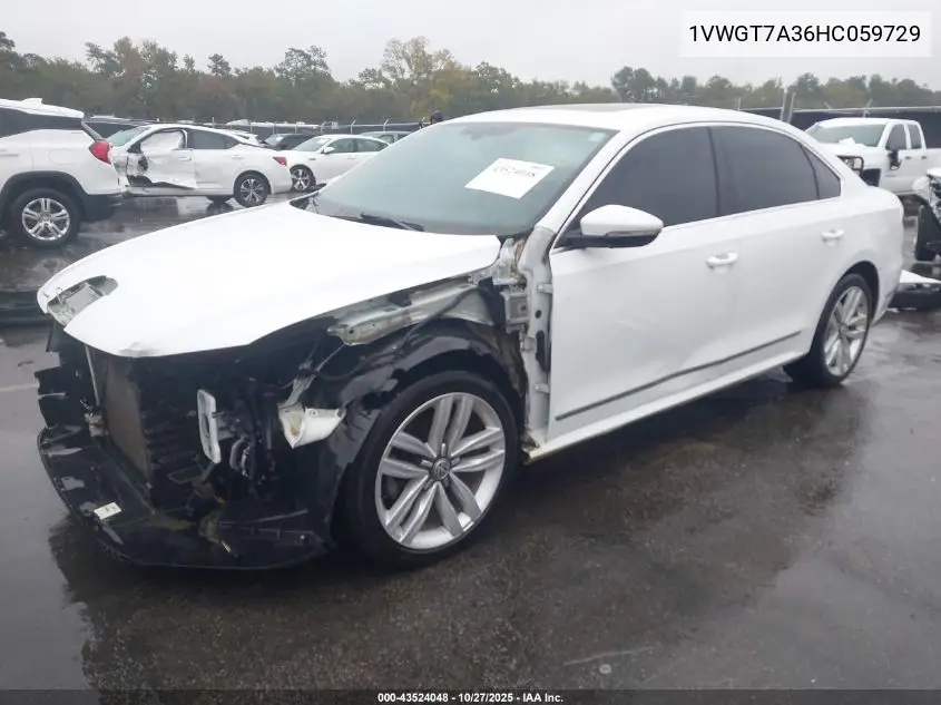 1VWGT7A36HC059729 2017 Volkswagen Passat 1.8T Se