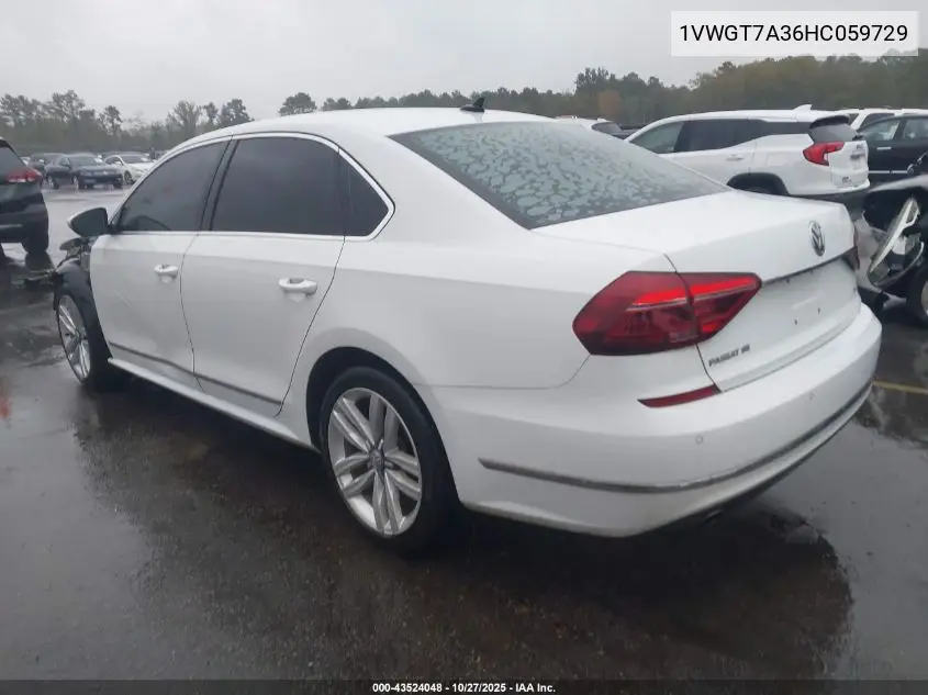 1VWGT7A36HC059729 2017 Volkswagen Passat 1.8T Se