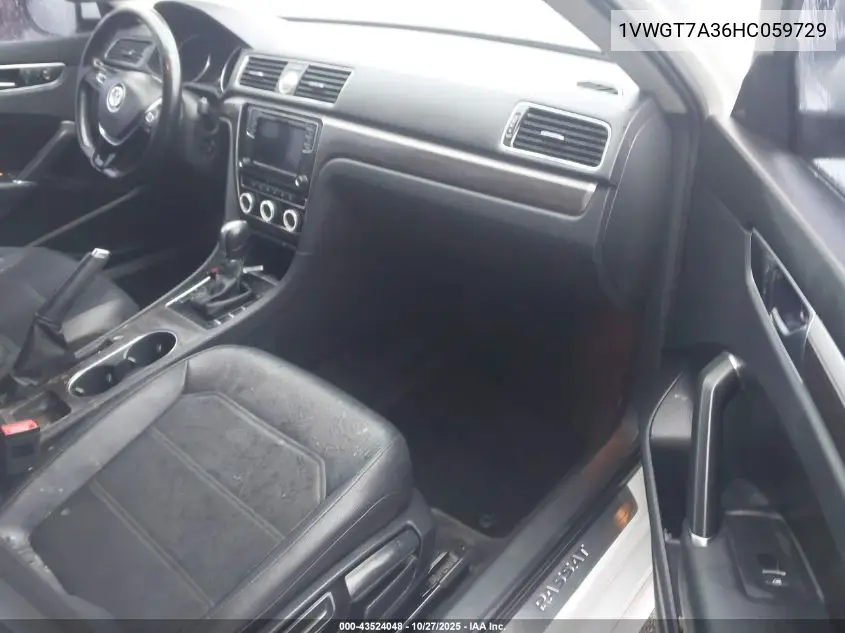 1VWGT7A36HC059729 2017 Volkswagen Passat 1.8T Se