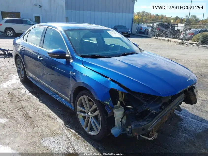 1VWDT7A31HC021294 2017 Volkswagen Passat 1.8T R-Line