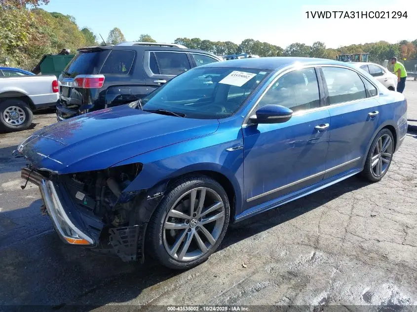 1VWDT7A31HC021294 2017 Volkswagen Passat 1.8T R-Line