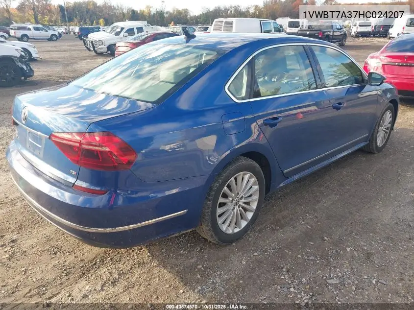 1VWBT7A37HC024207 2017 Volkswagen Passat 1.8T Se