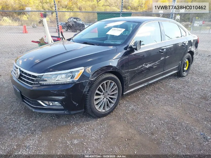 1VWBT7A38HC010462 2017 Volkswagen Passat 1.8T Se