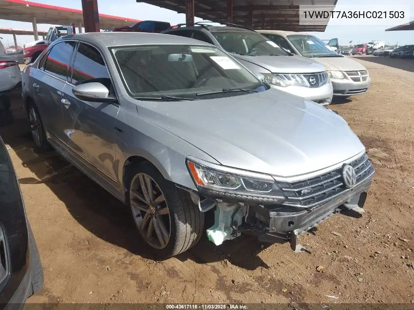 1VWDT7A36HC021503 2017 Volkswagen Passat 1.8T R-Line