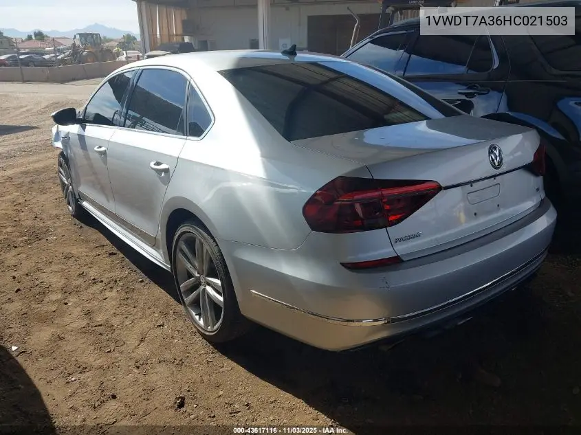 1VWDT7A36HC021503 2017 Volkswagen Passat 1.8T R-Line