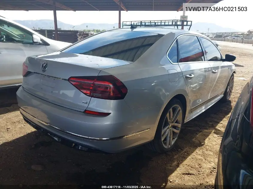 1VWDT7A36HC021503 2017 Volkswagen Passat 1.8T R-Line