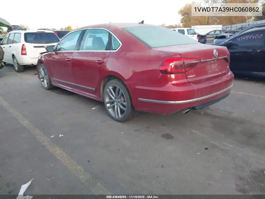 1VWDT7A39HC060862 2017 Volkswagen Passat 1.8T R-Line