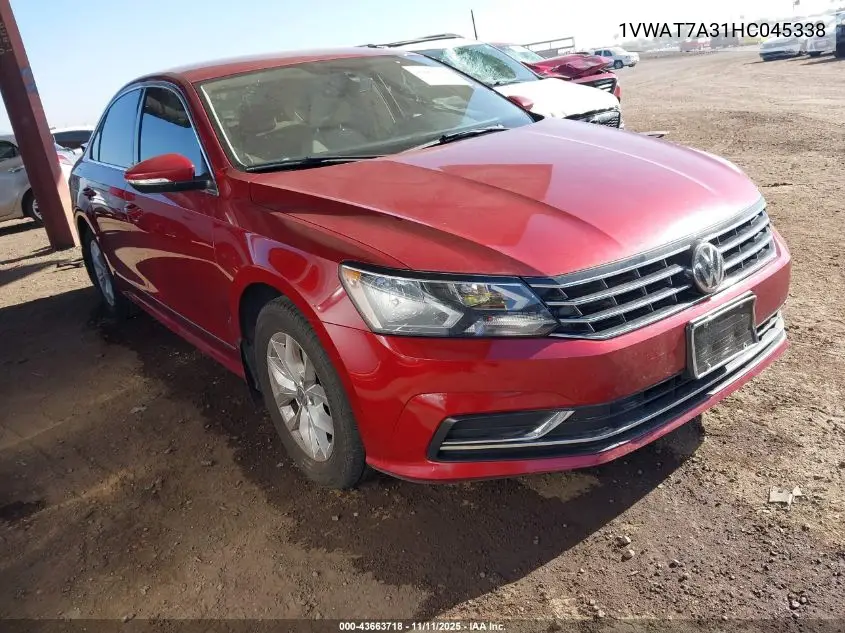 1VWAT7A31HC045338 2017 Volkswagen Passat 1.8T S