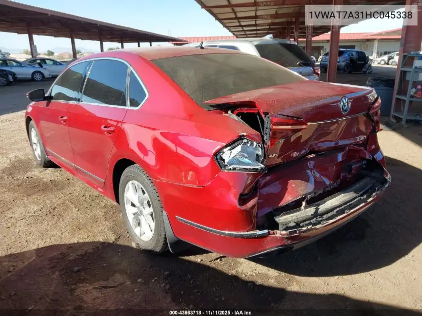 1VWAT7A31HC045338 2017 Volkswagen Passat 1.8T S
