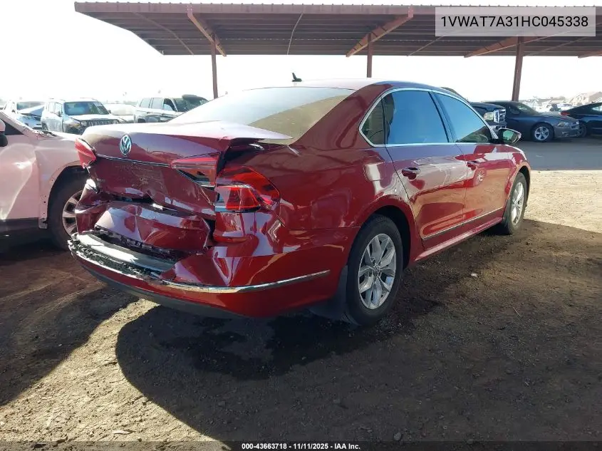 1VWAT7A31HC045338 2017 Volkswagen Passat 1.8T S