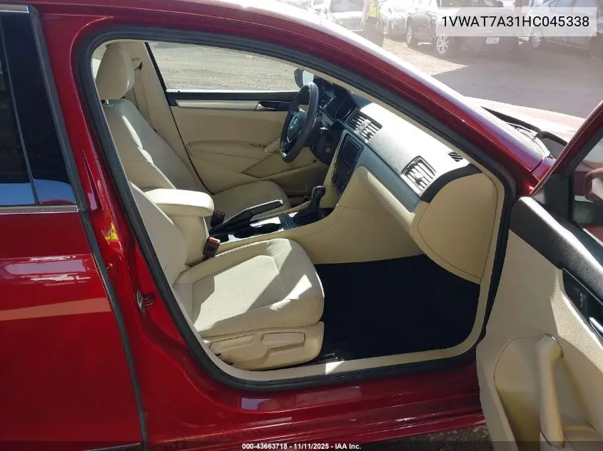 1VWAT7A31HC045338 2017 Volkswagen Passat 1.8T S