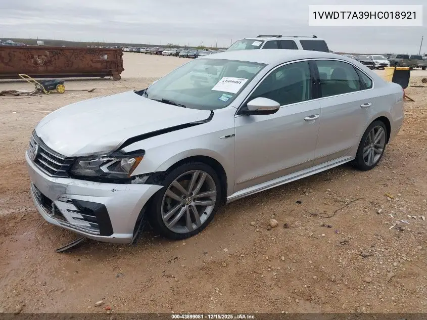 1VWDT7A39HC018921 2017 Volkswagen Passat 1.8T R-Line