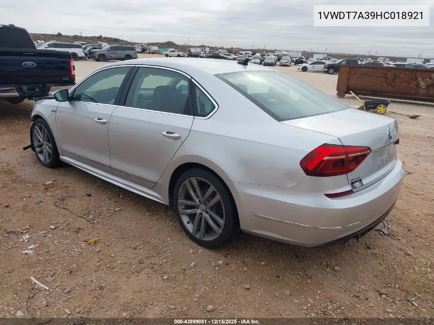 1VWDT7A39HC018921 2017 Volkswagen Passat 1.8T R-Line