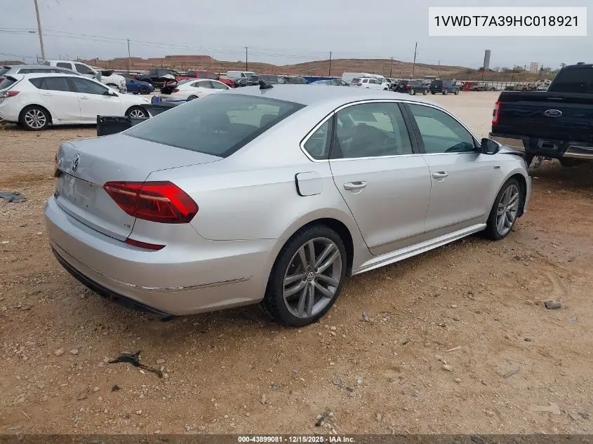 1VWDT7A39HC018921 2017 Volkswagen Passat 1.8T R-Line