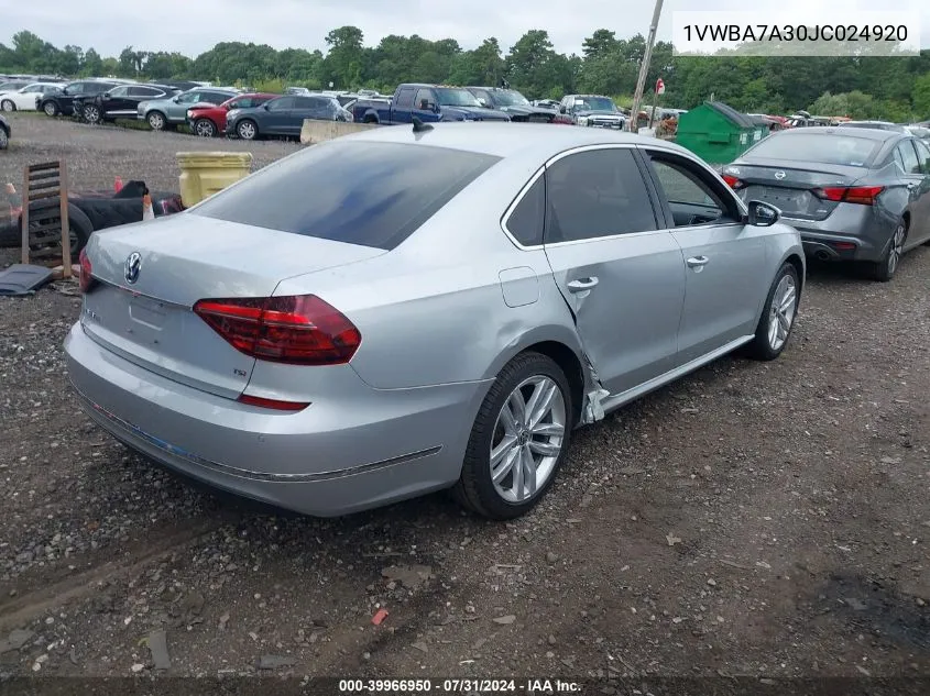 1VWBA7A30JC024920 2018 Volkswagen Passat 2.0T Se