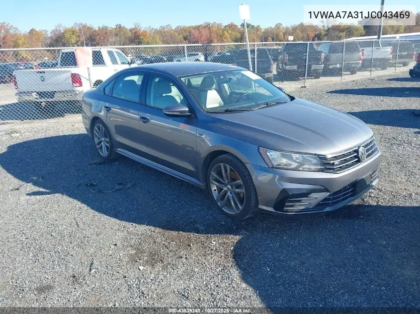 1VWAA7A31JC043469 2018 Volkswagen Passat 2.0T R-Line/2.0T S