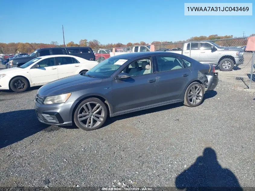 1VWAA7A31JC043469 2018 Volkswagen Passat 2.0T R-Line/2.0T S