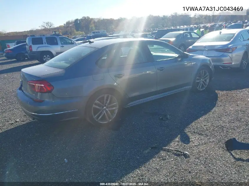1VWAA7A31JC043469 2018 Volkswagen Passat 2.0T R-Line/2.0T S