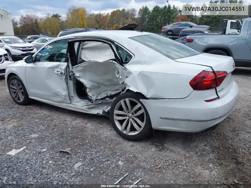 1VWBA7A30JC014551 2018 Volkswagen Passat 2.0T Se