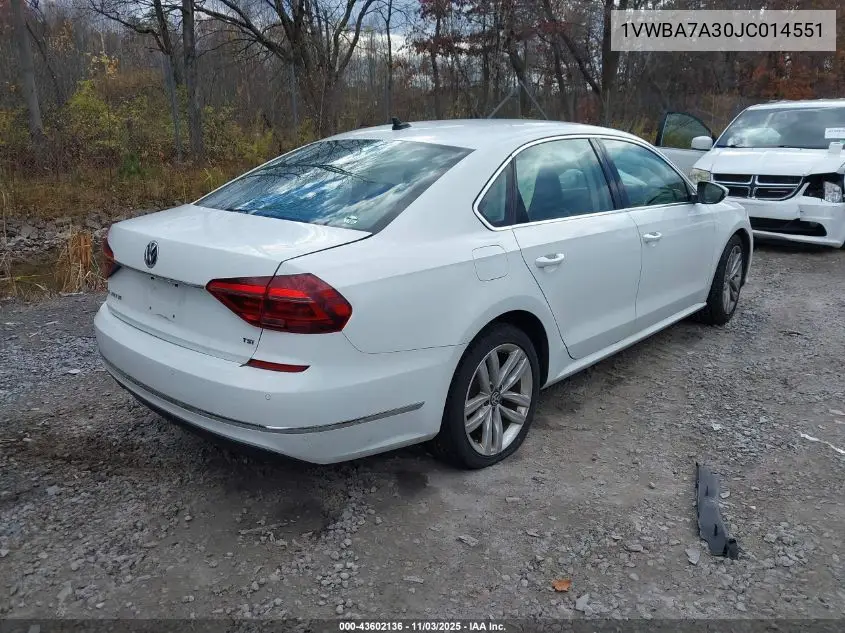 1VWBA7A30JC014551 2018 Volkswagen Passat 2.0T Se