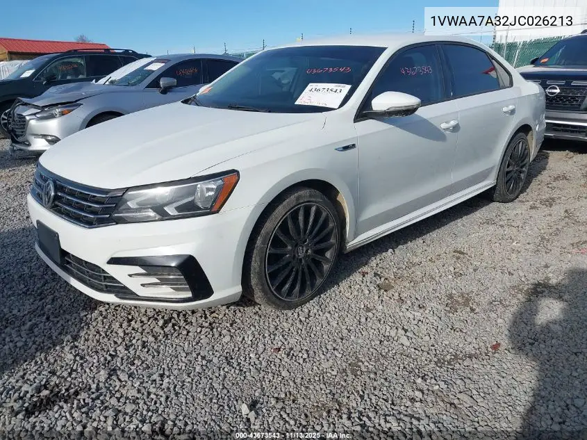 1VWAA7A32JC026213 2018 Volkswagen Passat 2.0T R-Line/2.0T S