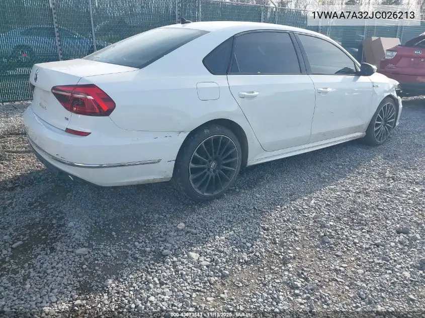 1VWAA7A32JC026213 2018 Volkswagen Passat 2.0T R-Line/2.0T S