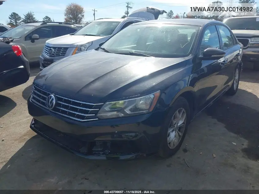 1VWAA7A30JC014982 2018 Volkswagen Passat 2.0T R-Line/2.0T S