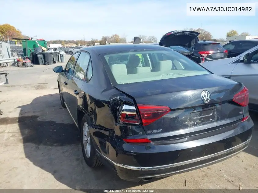 1VWAA7A30JC014982 2018 Volkswagen Passat 2.0T R-Line/2.0T S