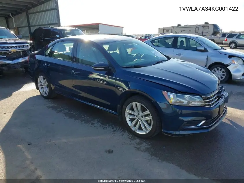 1VWLA7A34KC001422 2019 Volkswagen Passat 2.0T Wolfsburg Edition