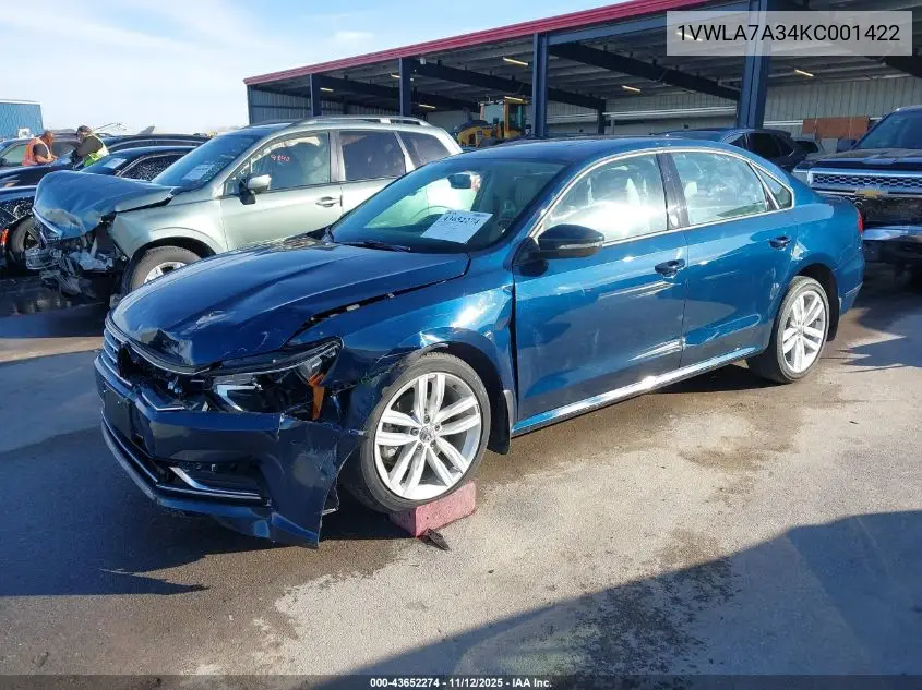 1VWLA7A34KC001422 2019 Volkswagen Passat 2.0T Wolfsburg Edition