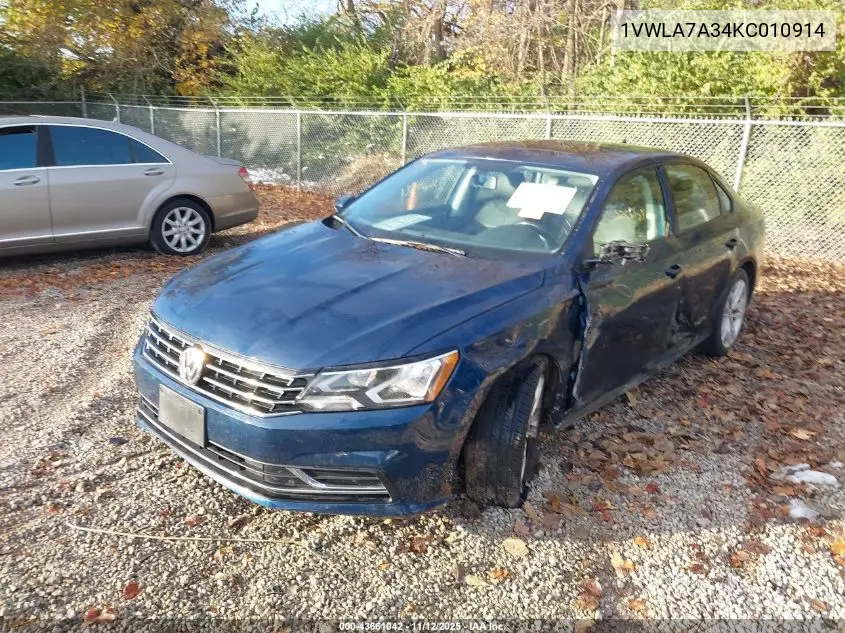 1VWLA7A34KC010914 2019 Volkswagen Passat 2.0T Wolfsburg Edition