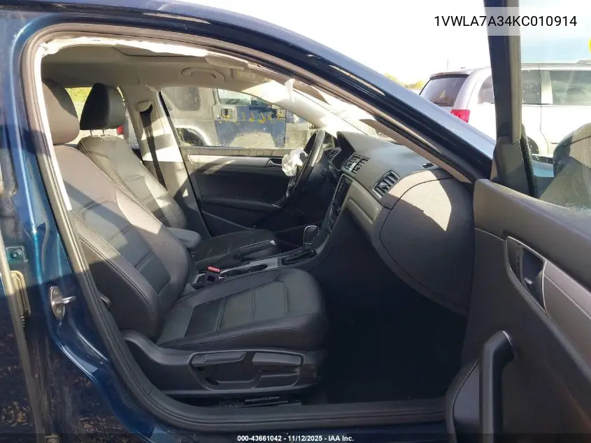 1VWLA7A34KC010914 2019 Volkswagen Passat 2.0T Wolfsburg Edition