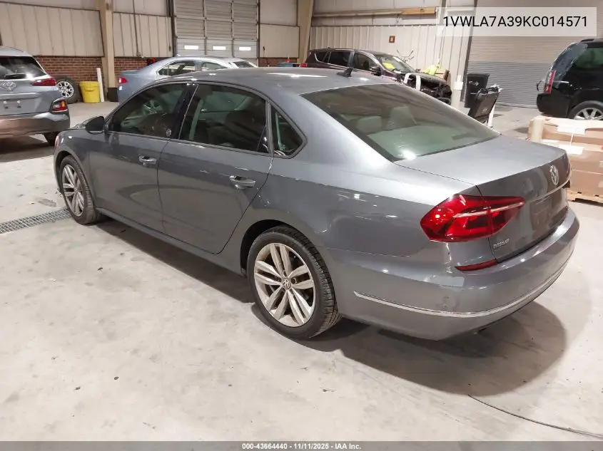 1VWLA7A39KC014571 2019 Volkswagen Passat 2.0T Wolfsburg Edition