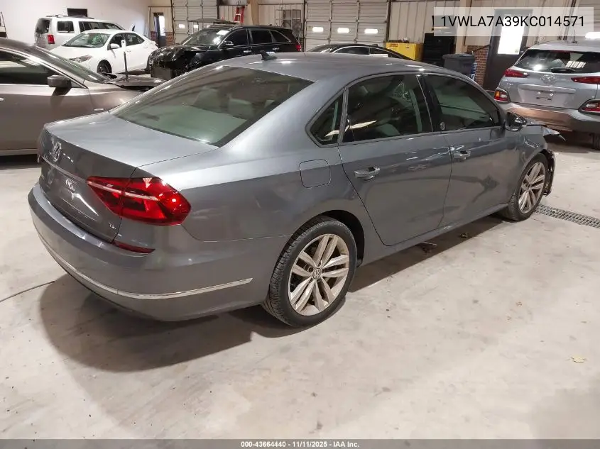 1VWLA7A39KC014571 2019 Volkswagen Passat 2.0T Wolfsburg Edition