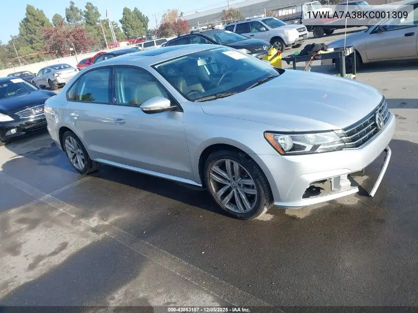 1VWLA7A38KC001309 2019 Volkswagen Passat 2.0T Wolfsburg Edition