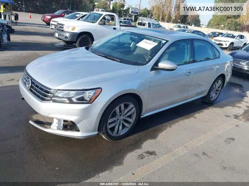 1VWLA7A38KC001309 2019 Volkswagen Passat 2.0T Wolfsburg Edition