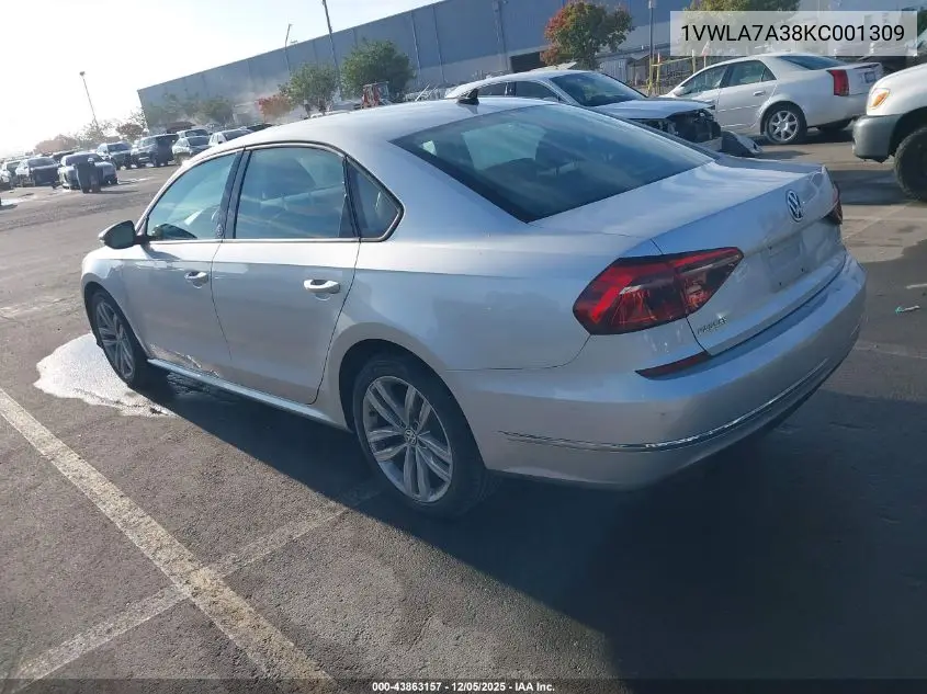 1VWLA7A38KC001309 2019 Volkswagen Passat 2.0T Wolfsburg Edition