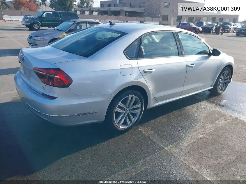 1VWLA7A38KC001309 2019 Volkswagen Passat 2.0T Wolfsburg Edition