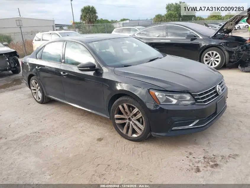 1VWLA7A31KC009283 2019 Volkswagen Passat 2.0T Wolfsburg Edition