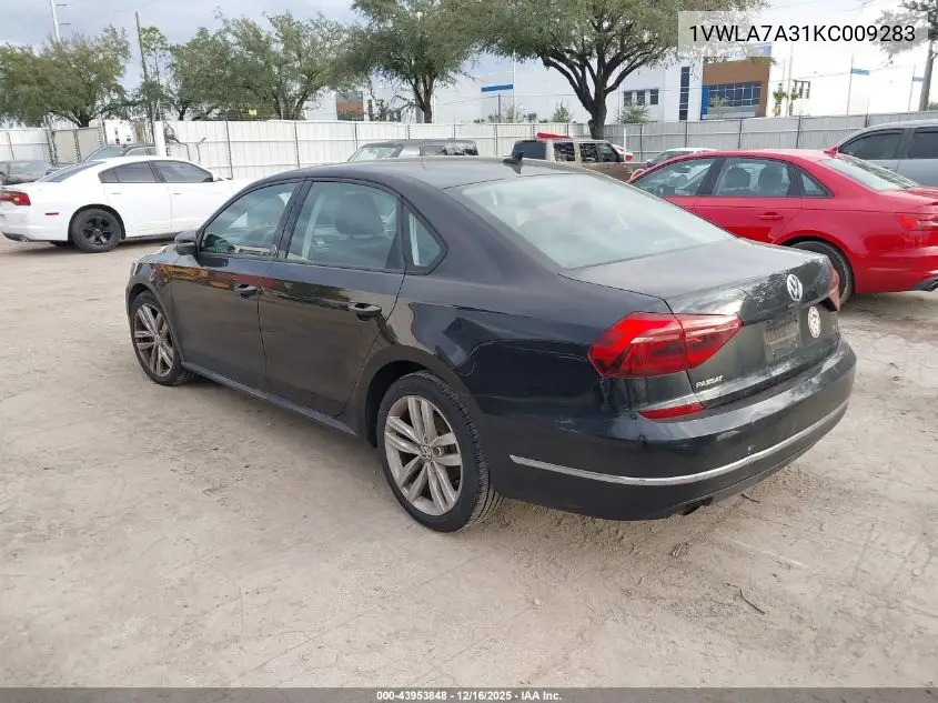 1VWLA7A31KC009283 2019 Volkswagen Passat 2.0T Wolfsburg Edition
