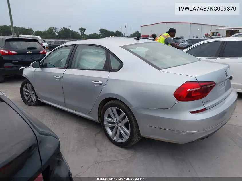 1VWLA7A37KC009370 2019 Volkswagen Passat 2.0T Wolfsburg Edition