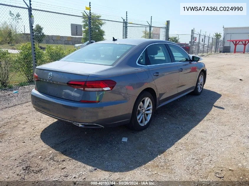 1VWSA7A36LC024990 2020 Volkswagen Passat 2.0T Se