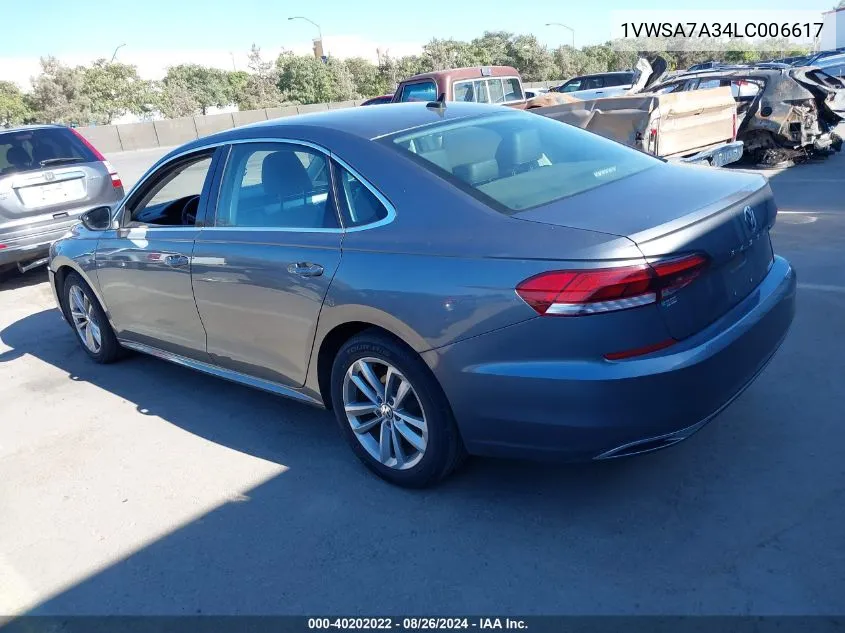 1VWSA7A34LC006617 2020 Volkswagen Passat 2.0T Se